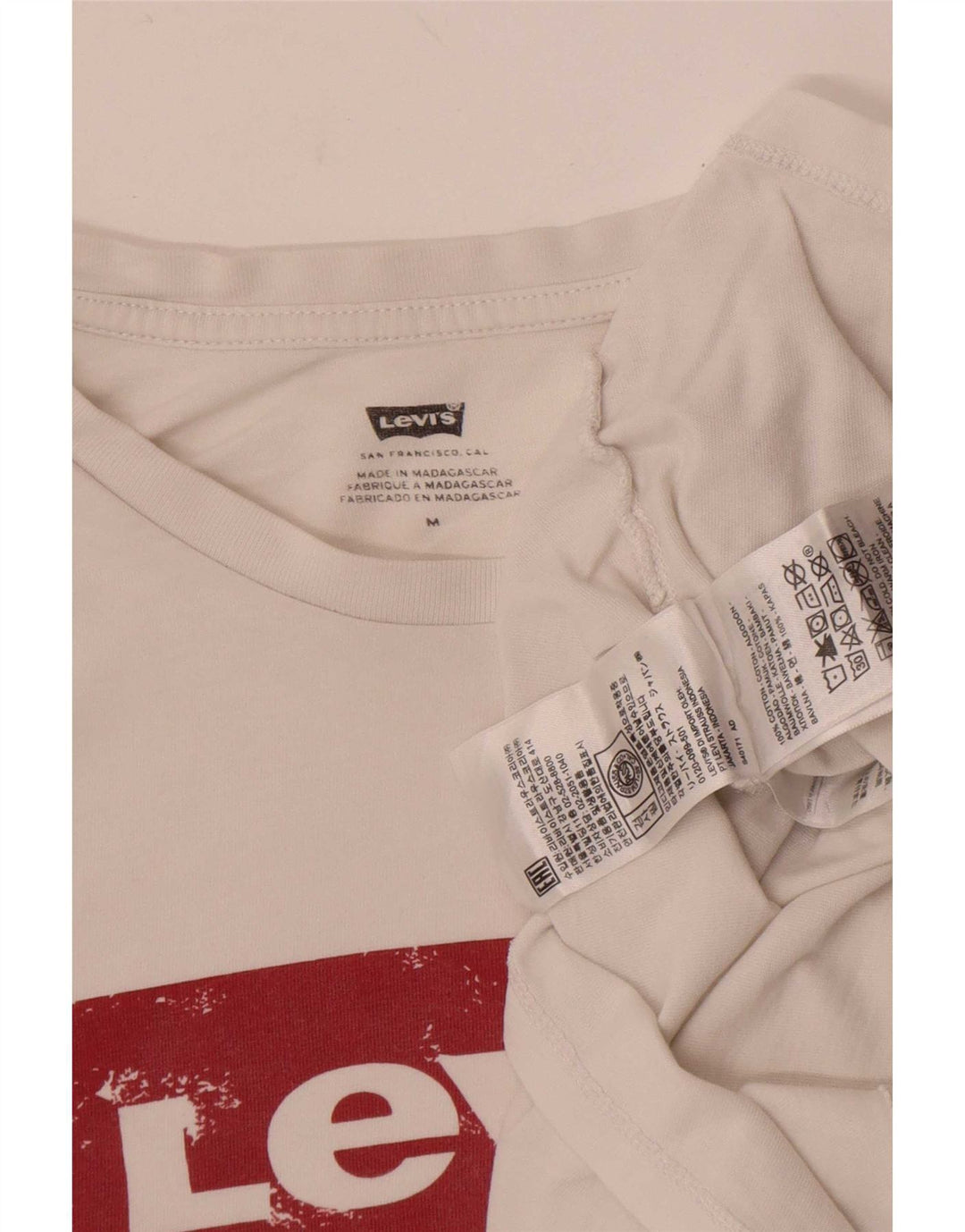 Levi's T-Shirt Graphique Femme UK 14 Coton Blanc Moyen