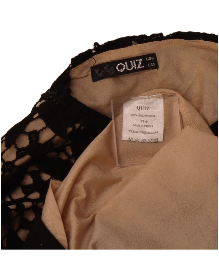 QUIZ Robe trapèze sans manches au crochet pour femme UK 6 XS Noir Floral