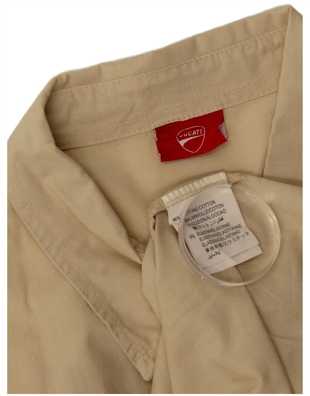 DUCATI Chemise Graphique à Manches Courtes pour Hommes Grand Coton Beige