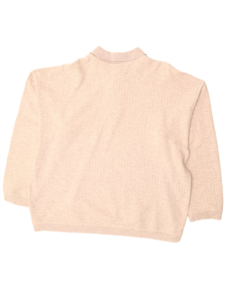 VINTAGE Pull col polo pour homme 2XL Beige