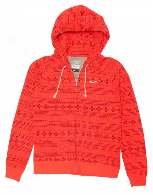 Nike Pull à capuche zippé pour femme UK 12 Orange moyen Fair Isle Coton