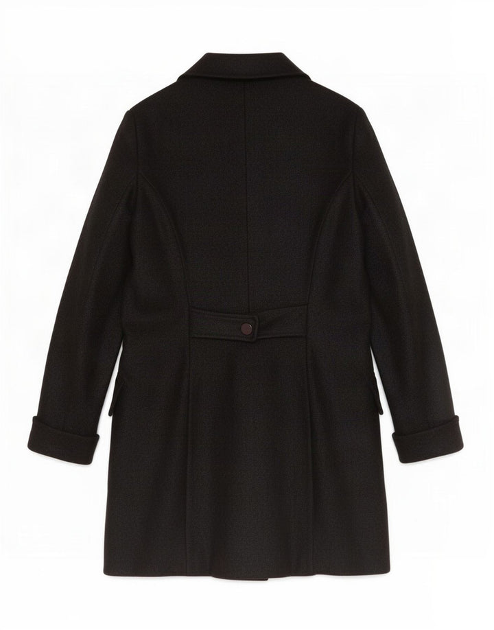 vintage Femme Double Breasted Coat UK 12 Moyen Noir
