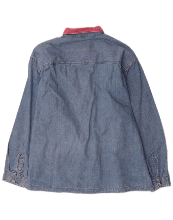 Pepe Co Chemise en jean surdimensionnée pour femme UK 44 Bleu moyen en coton color block