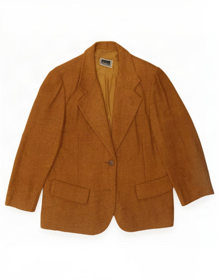 Luisa Spagnoli Veste blazer à 1 bouton pour femme UK 14 Marron moyen moucheté