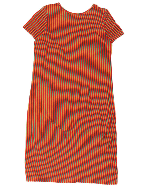 Zara Womens Trafaluc Shift Dress UK 14 Coton rayé rouge moyen