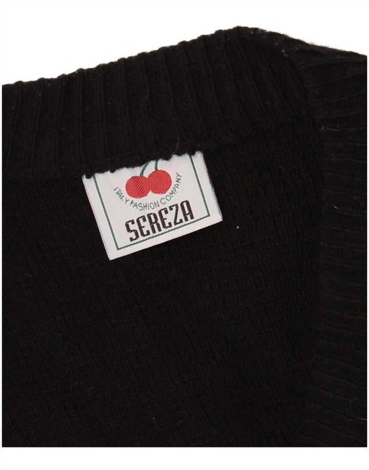 vintage Mens Cardigan Pull XL Noir Colorblock