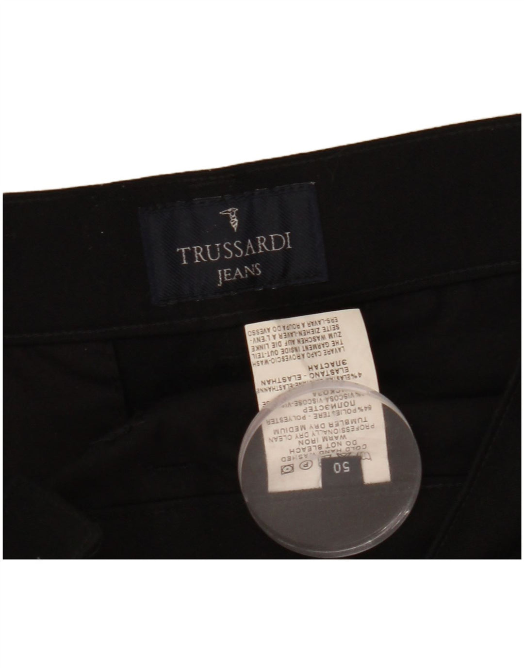 Trussardi Pantalon décontracté droit IT 50 Large W32 L34 Noir Polyester