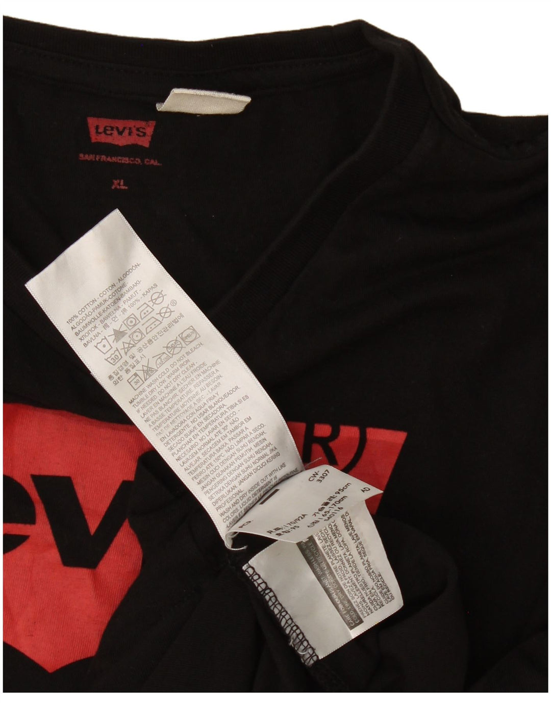 Levi's T-Shirt Graphique Top XL Homme Noir Coton