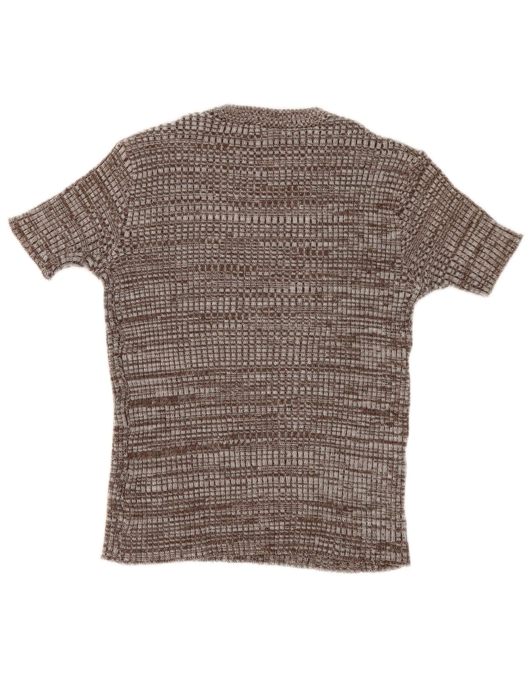 vintage Femme T-Shirt Top UK 12 Brun Moyen Moucheté