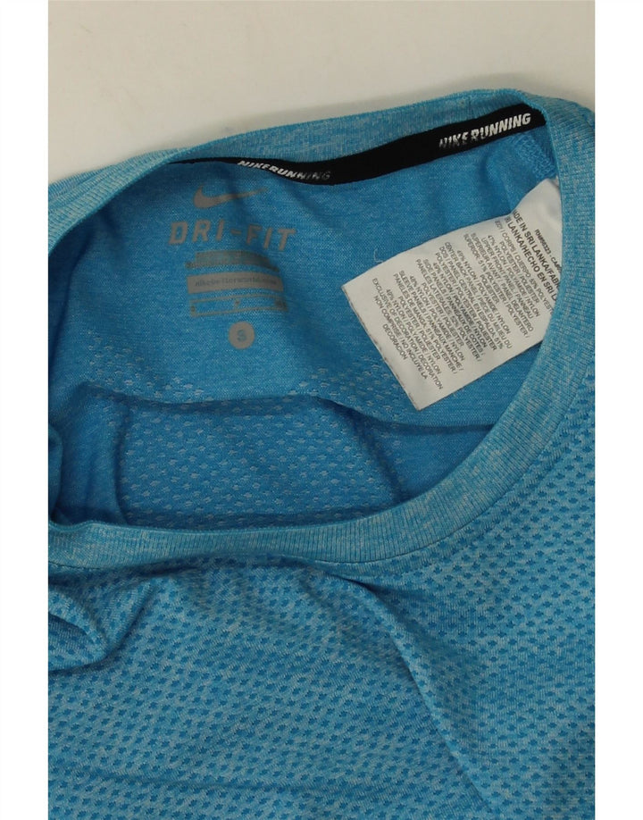 Nike Hommes Dri Fit T-Shirt Haut Petit Bleu Moucheté Polyester