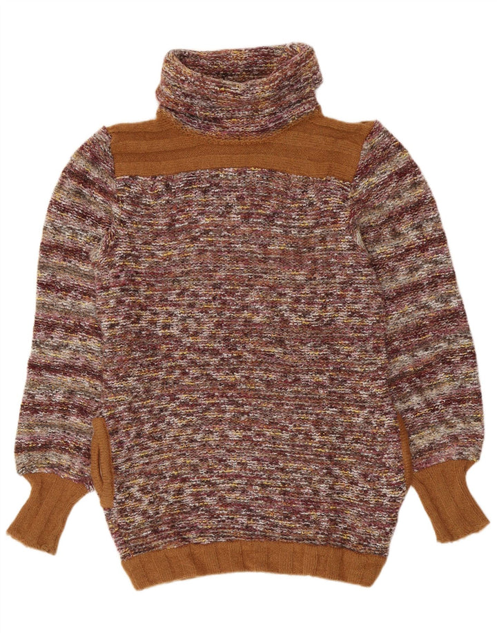 VINTAGE Femme Roll Neck Jumper Pull UK 14 Moyen Multicolore Rayé