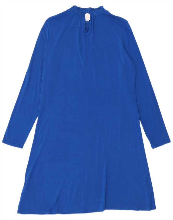 Marks & Spencer Robe trapèze à manches longues pour femme UK 12 Bleu moyen Viscose