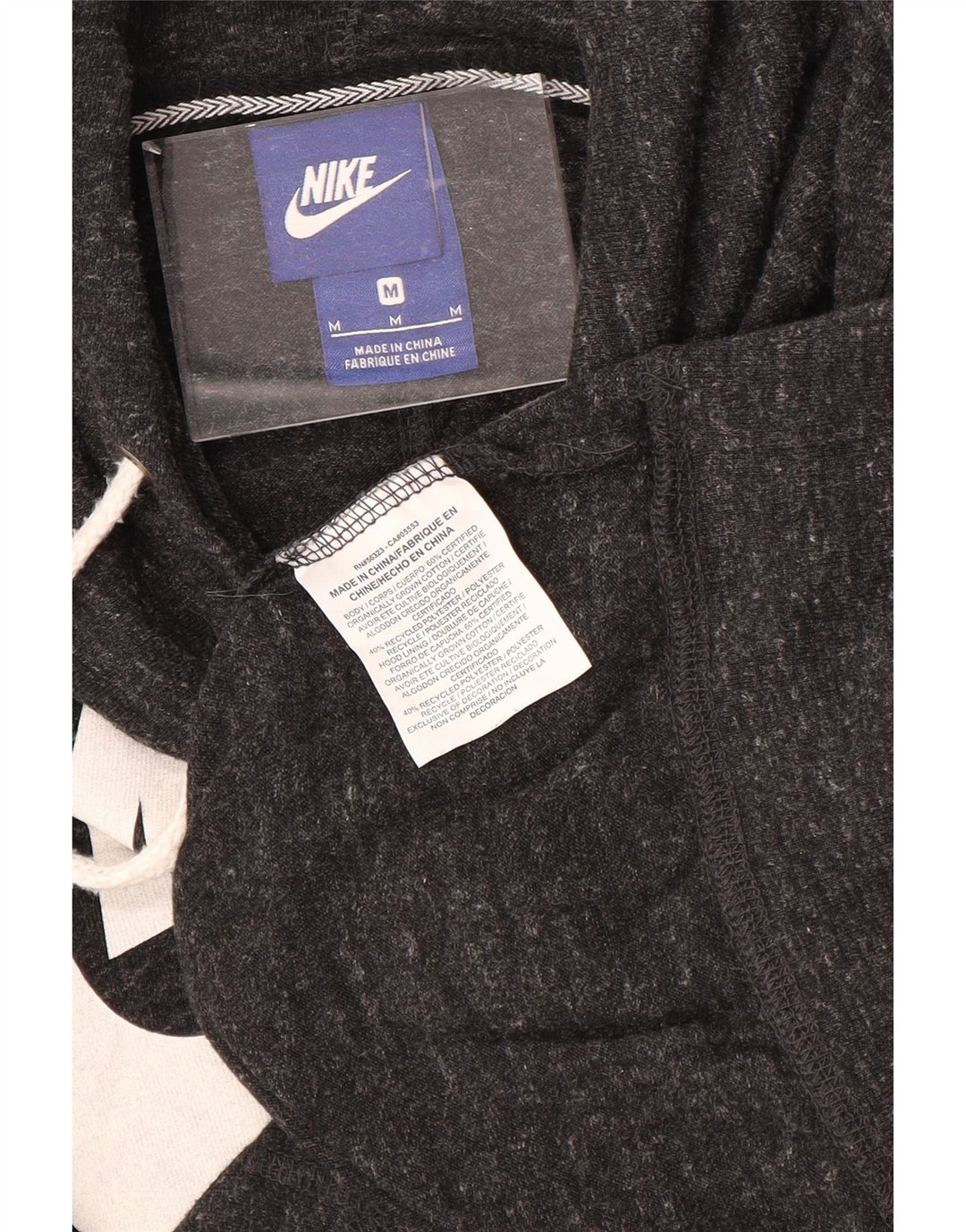 NIKE Pull à capuche graphique pour femme UK 14 Coton moucheté gris moyen