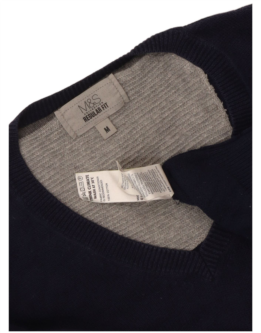 Marks & Spencer Pull Regular Fit Col V Homme Bleu Marine Moyen