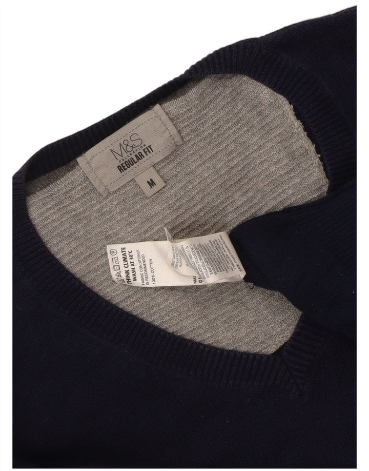 Marks & Spencer Pull Regular Fit Col V Homme Bleu Marine Moyen