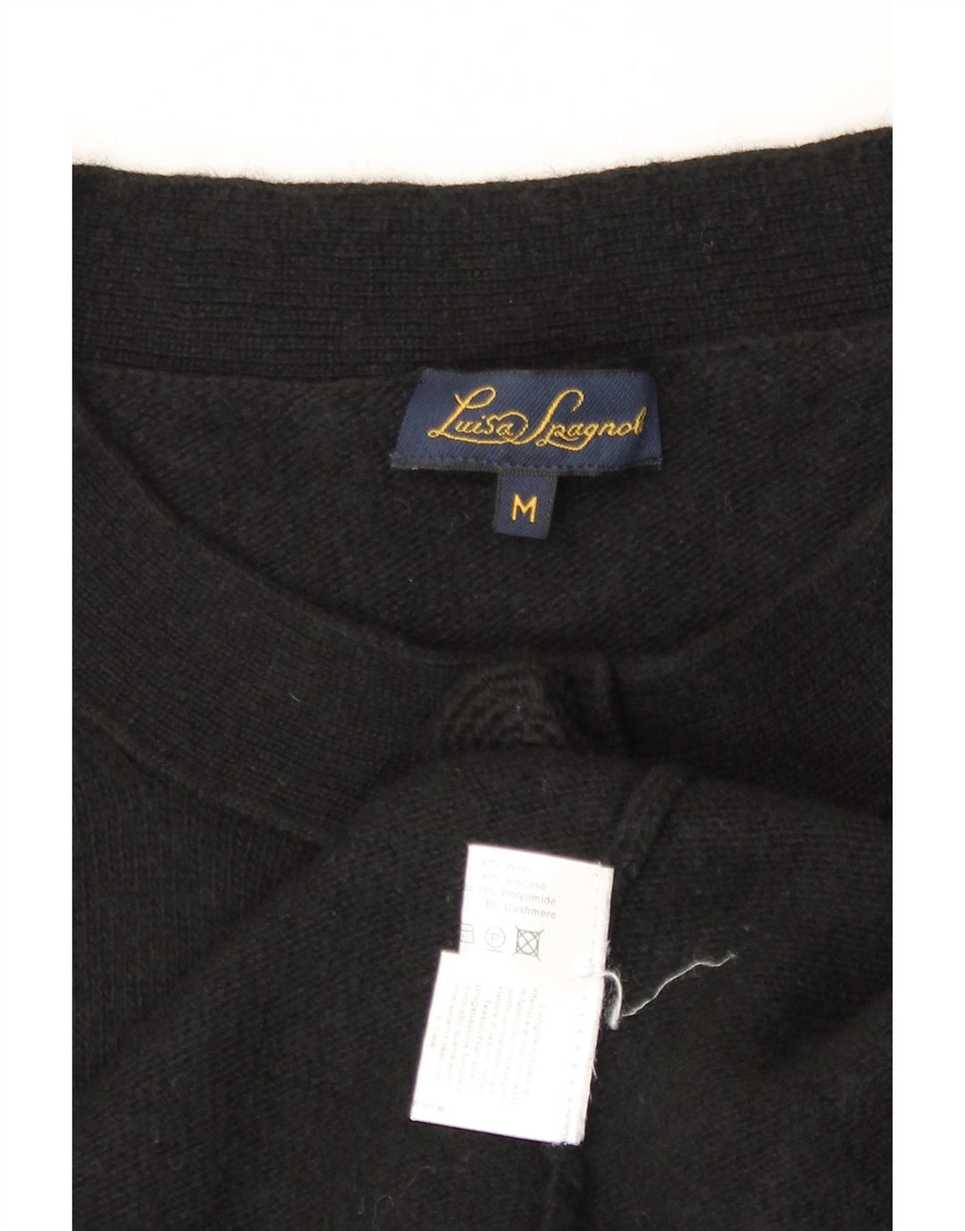 Luisa Spagnoli Pull Cardigan Femme UK 14 Laine Noir Moyen