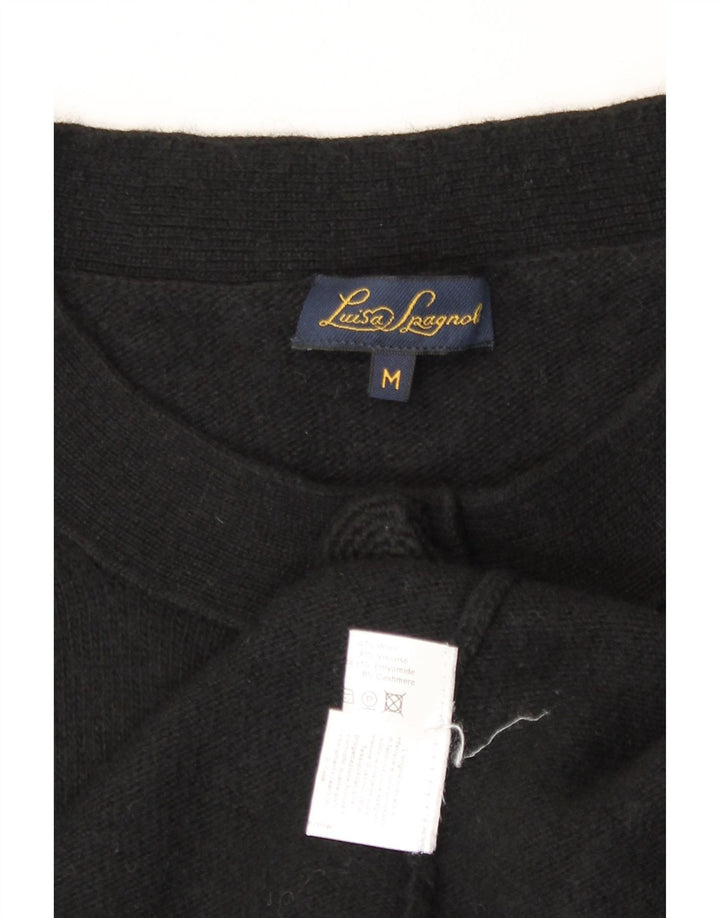 Luisa Spagnoli Pull Cardigan Femme UK 14 Laine Noir Moyen