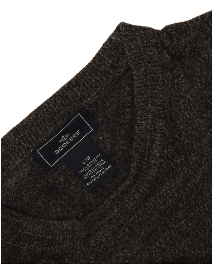DOCKERS Pull ras du cou pour homme, grand, gris, acrylique