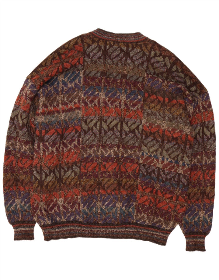 Intiwara Cardigan pour homme en laine d'alpaga géométrique multicolore