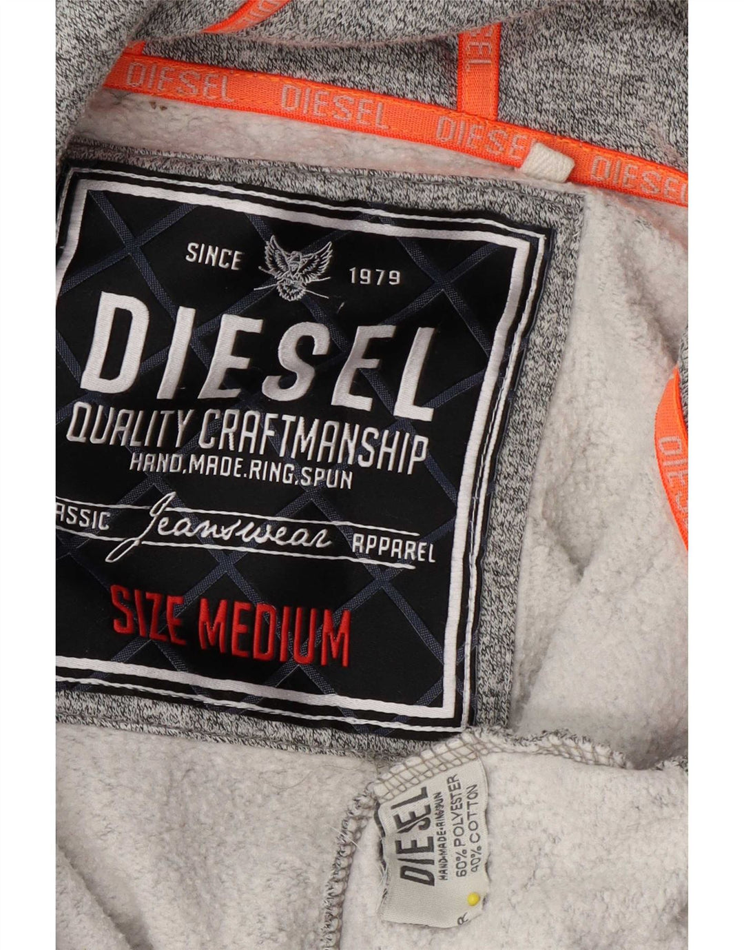 Diesel Pull à capuche zippé graphique pour homme Petit Gris Polyester