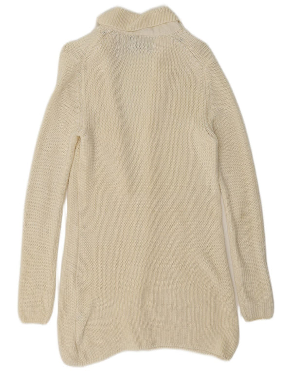 Massimo Dutti Pull cardigan ouvert long pour femme UK 10 Small Blanc cassé