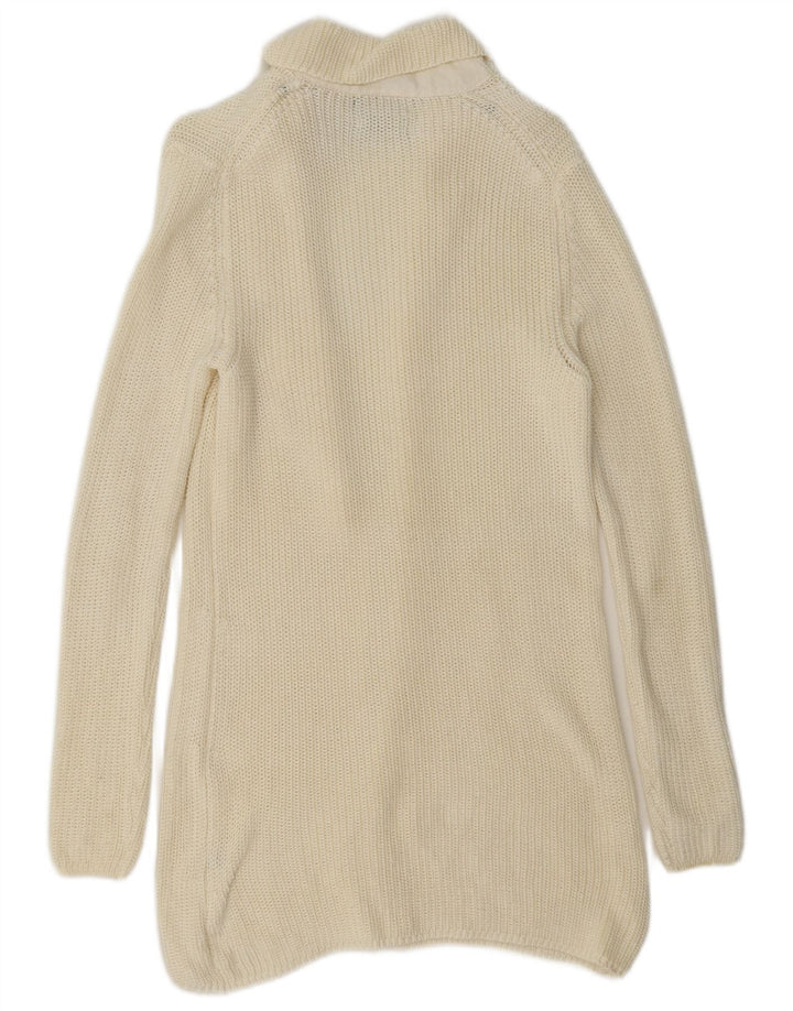 Massimo Dutti Pull cardigan ouvert long pour femme UK 10 Small Blanc cassé