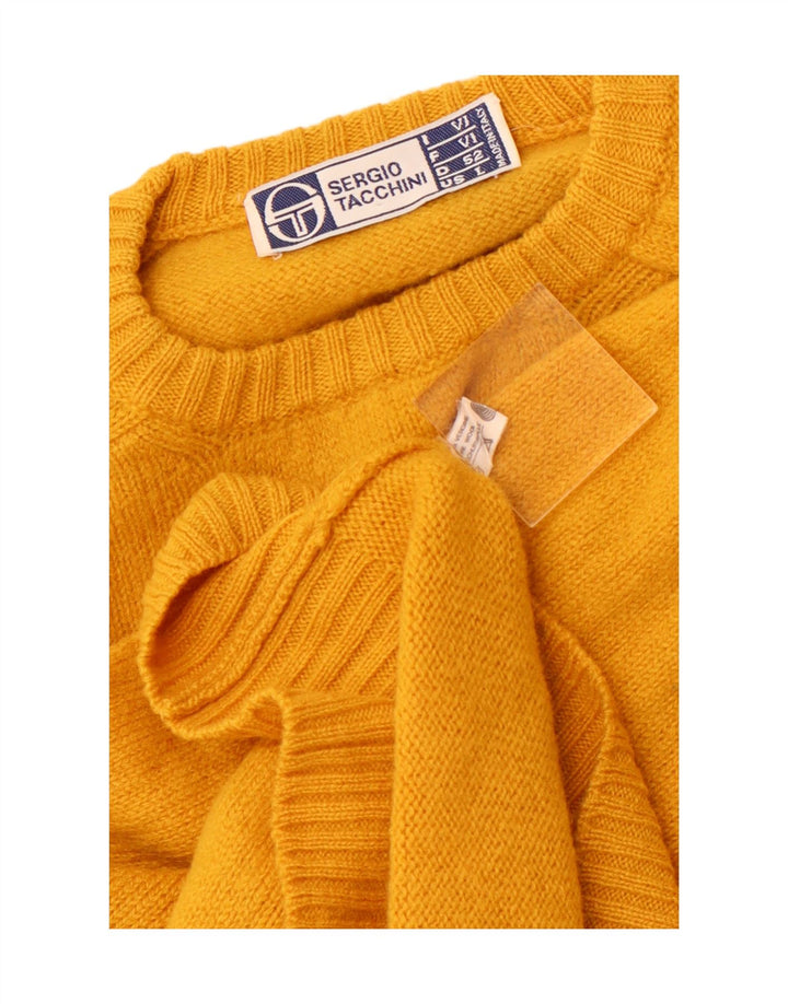 SERGIO TACCHINI Pull à col rond pour femme UK 14 Large Jaune