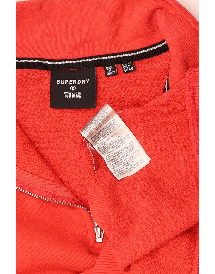 Superdry Sweat-shirt court à col zippé pour femme UK 12 Orange moyen Coton