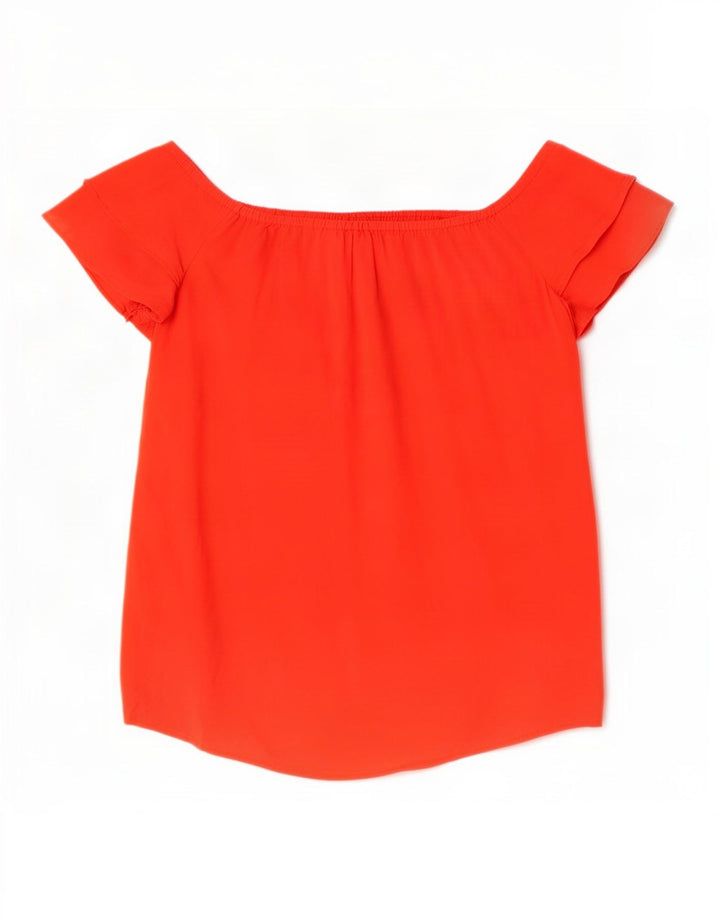 Oasis Haut à épaules dénudées pour femme UK 12 Viscose rouge moyen