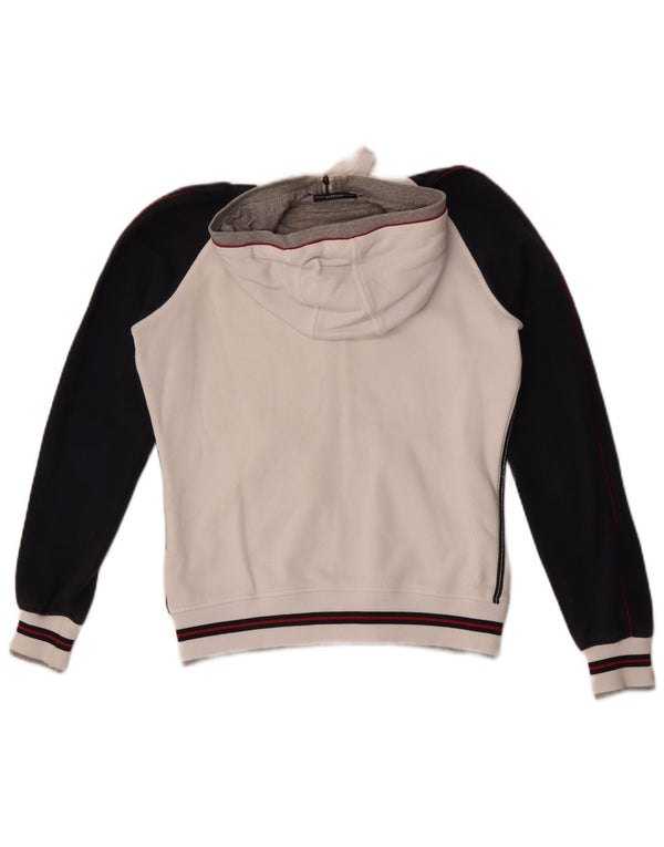 Champion Pull à capuche zippé pour femme UK 10 Petit coton color block blanc