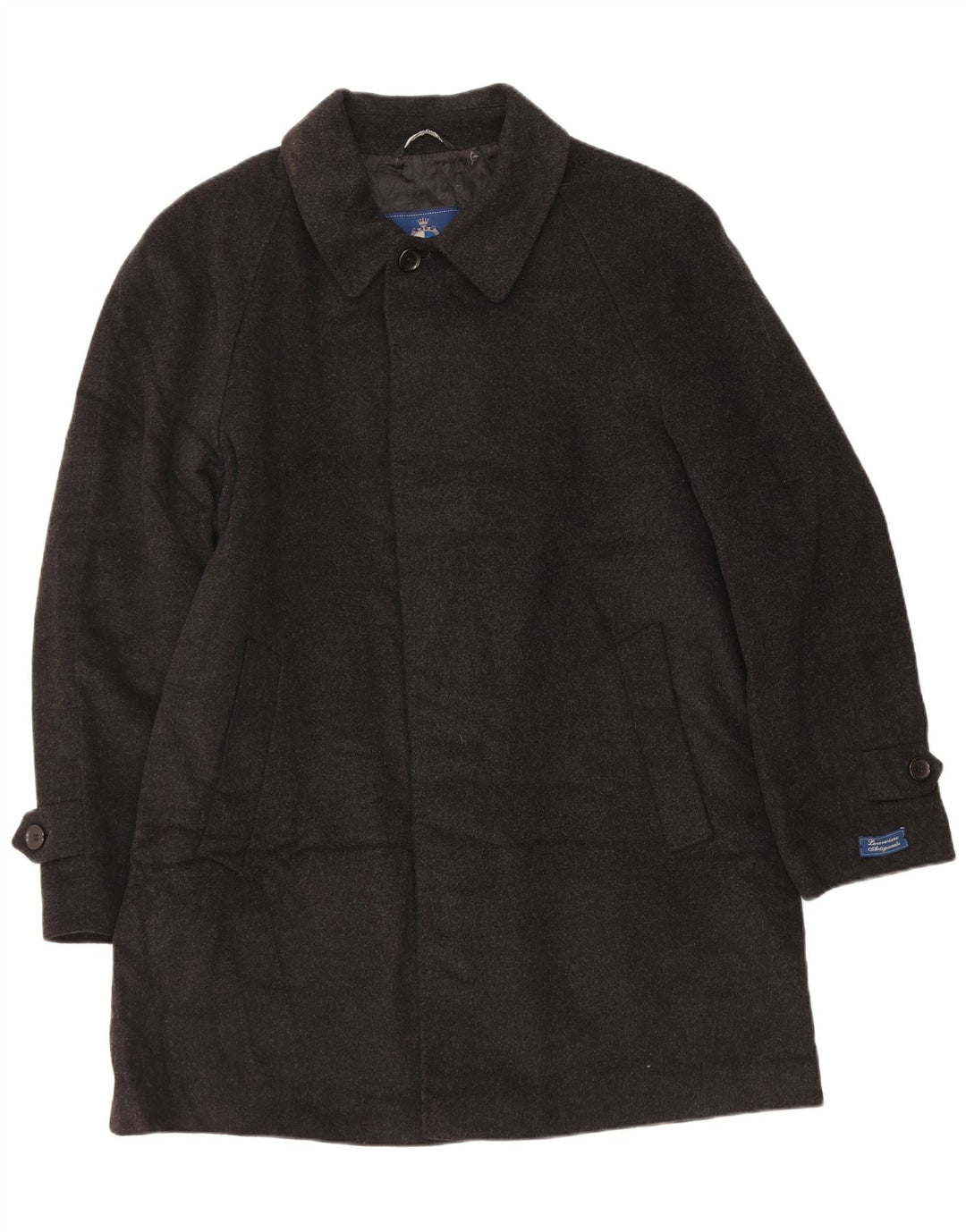 vintage Mens Overcoat IT 54 2XL Gris Laine