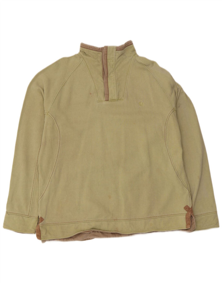 Fat Face Sweat-shirt à col boutonné pour homme en coton vert Taille L