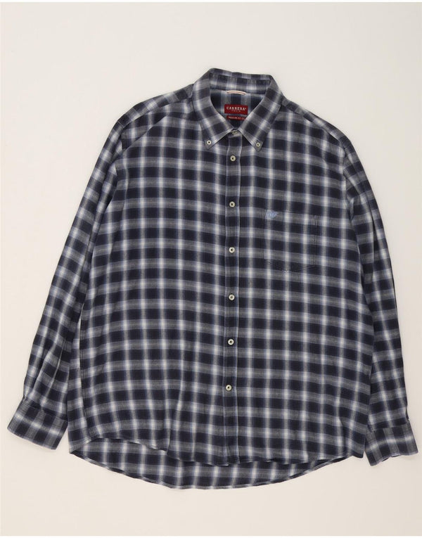 CARRERA Chemise en flanelle coupe classique pour homme 2XL Bleu marine à carreaux