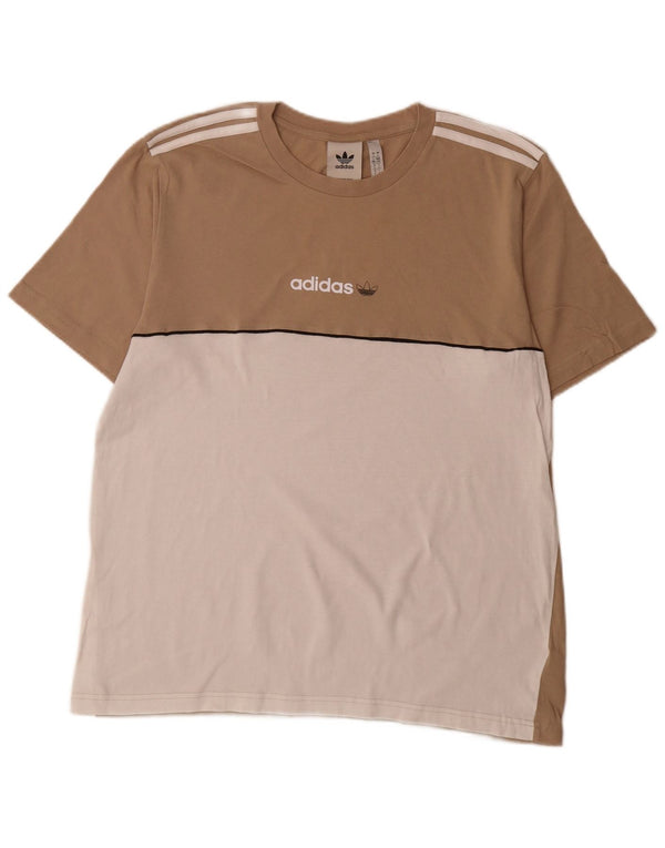 Adidas T-shirt graphique pour hommes en coton color block beige grand