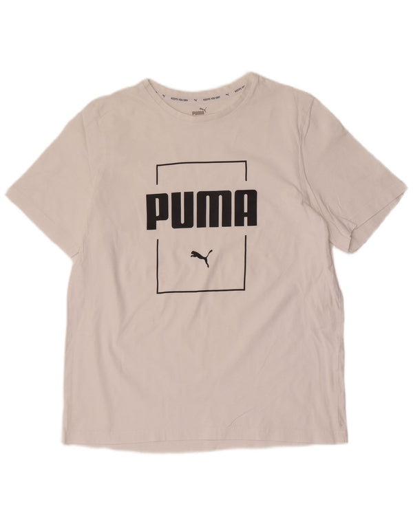 Puma T-shirt graphique pour femme UK 16 Large Blanc Coton Sports