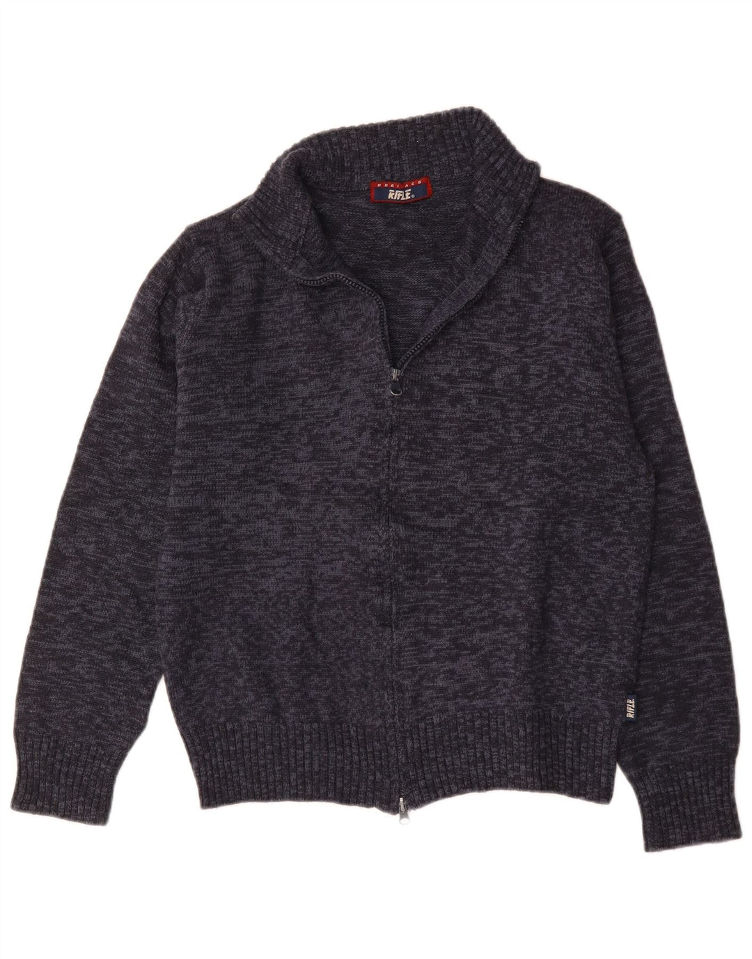 Rifle Cardigan Homme Pull Laine Moucheté Bleu Marine Moyen