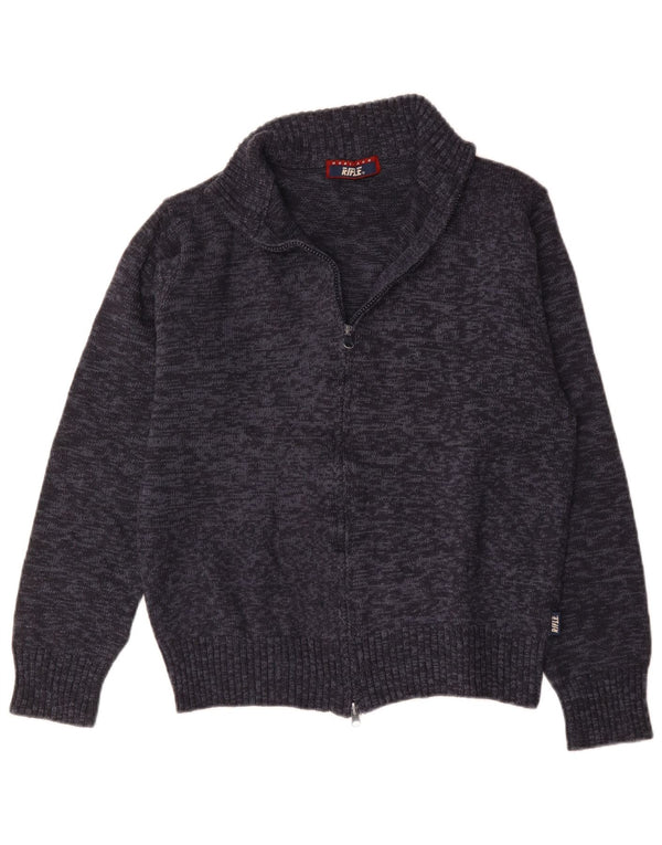 Rifle Mens Cardigan Sweater Medium Navy Blue Flecked Wool