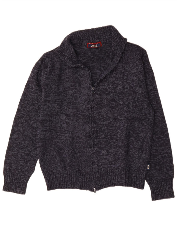 Rifle Cardigan Homme Pull Laine Moucheté Bleu Marine Moyen