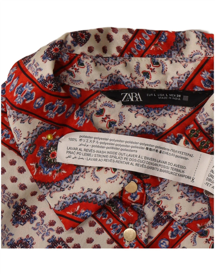 Zara Femme Chemisier UK 16 Grand Polyester Floral Multicolore