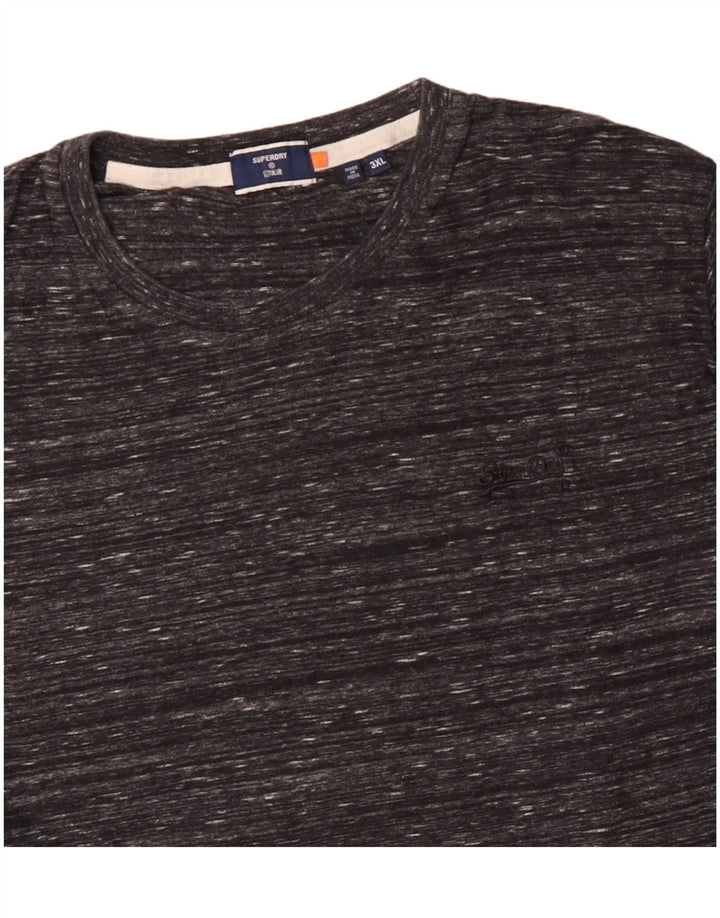 SUPERDRY Haut Homme Manches Longues 3XL Gris Moucheté Coton