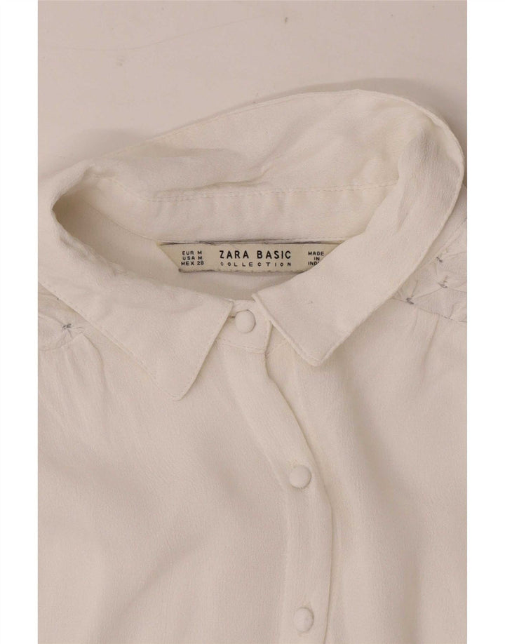 Zara Chemise à manches longues pour femme Coupe régulière UK 12 Blanc moyen
