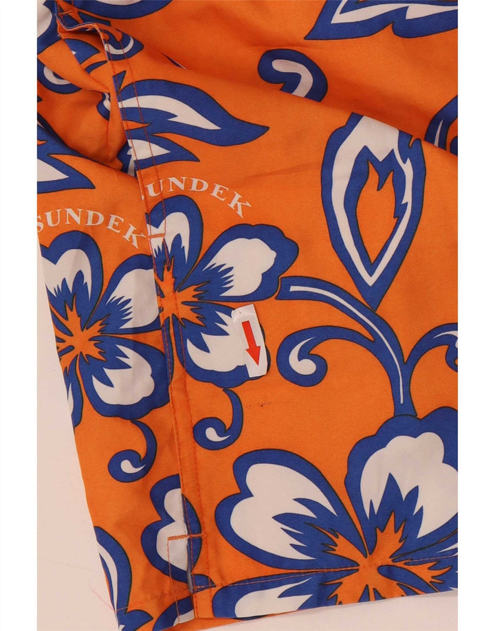 Sundek Short de bain graphique pour homme en polyester floral orange moyen