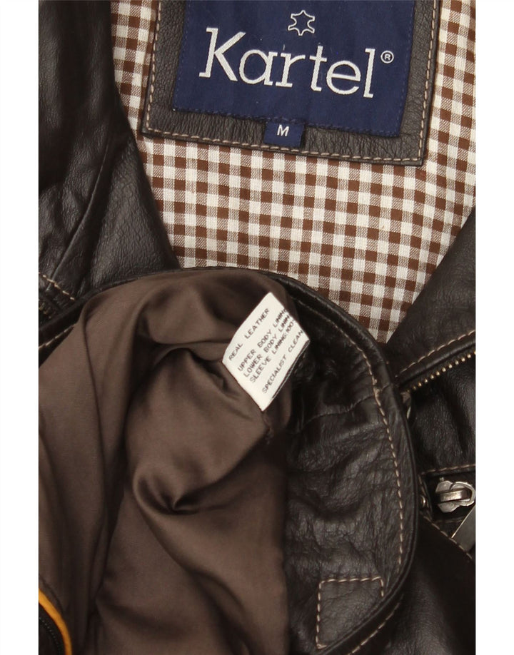 KARTEL Veste en cuir pour homme UK 38 Cuir marron moyen