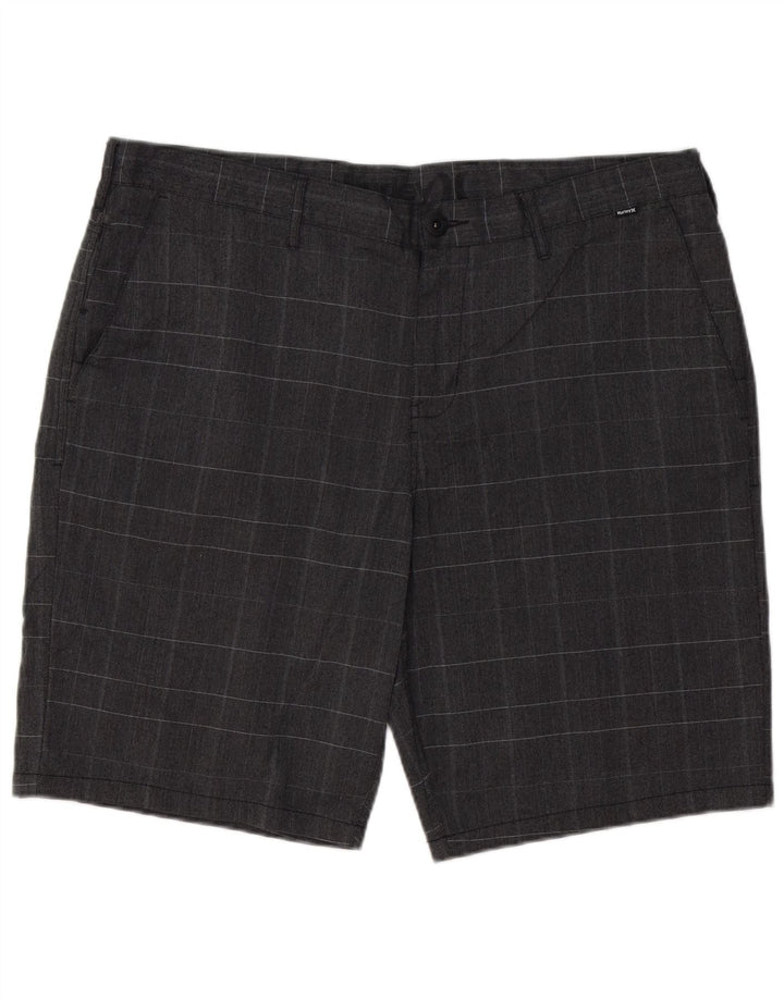 HURLEY Short Chino Homme W38 XL Gris Carreaux Polyester
