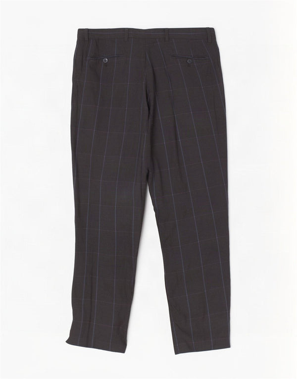 Emanuel Ungaro Pantalon de costume pour femme W32 L28 Bleu marine à fines rayures