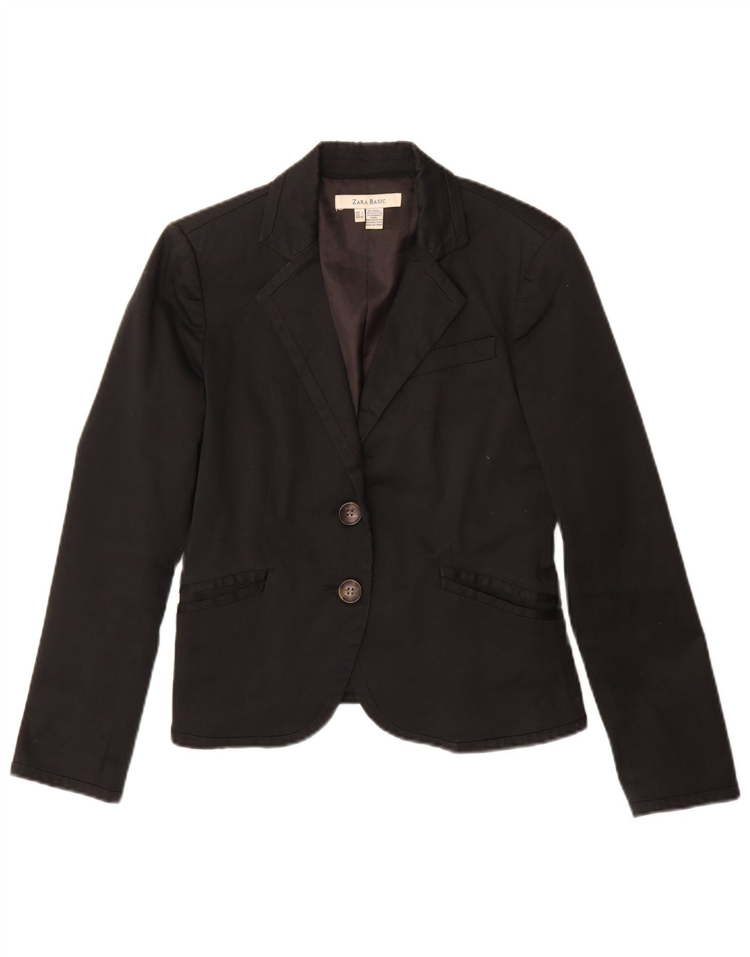 Zara Veste Blazer 2 Boutons Femme UK 14 Grand Coton Noir