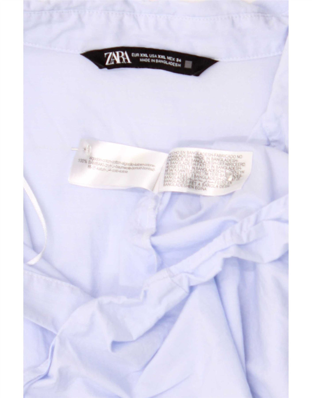 Chemise Femme Zara UK 20 2XL Bleu Coton