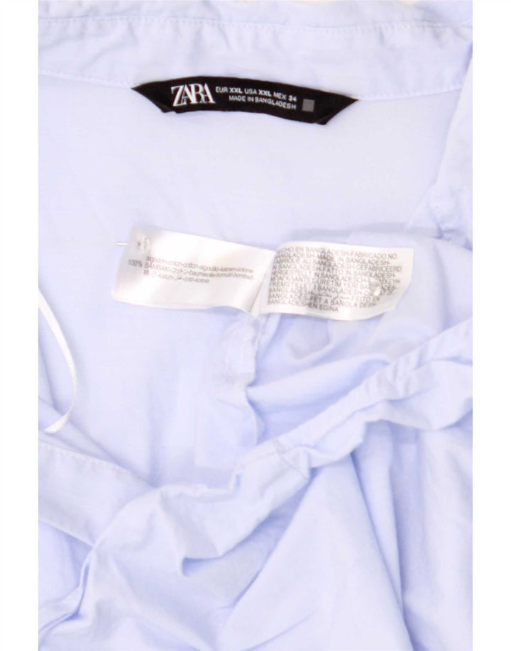 Chemise Femme Zara UK 20 2XL Bleu Coton