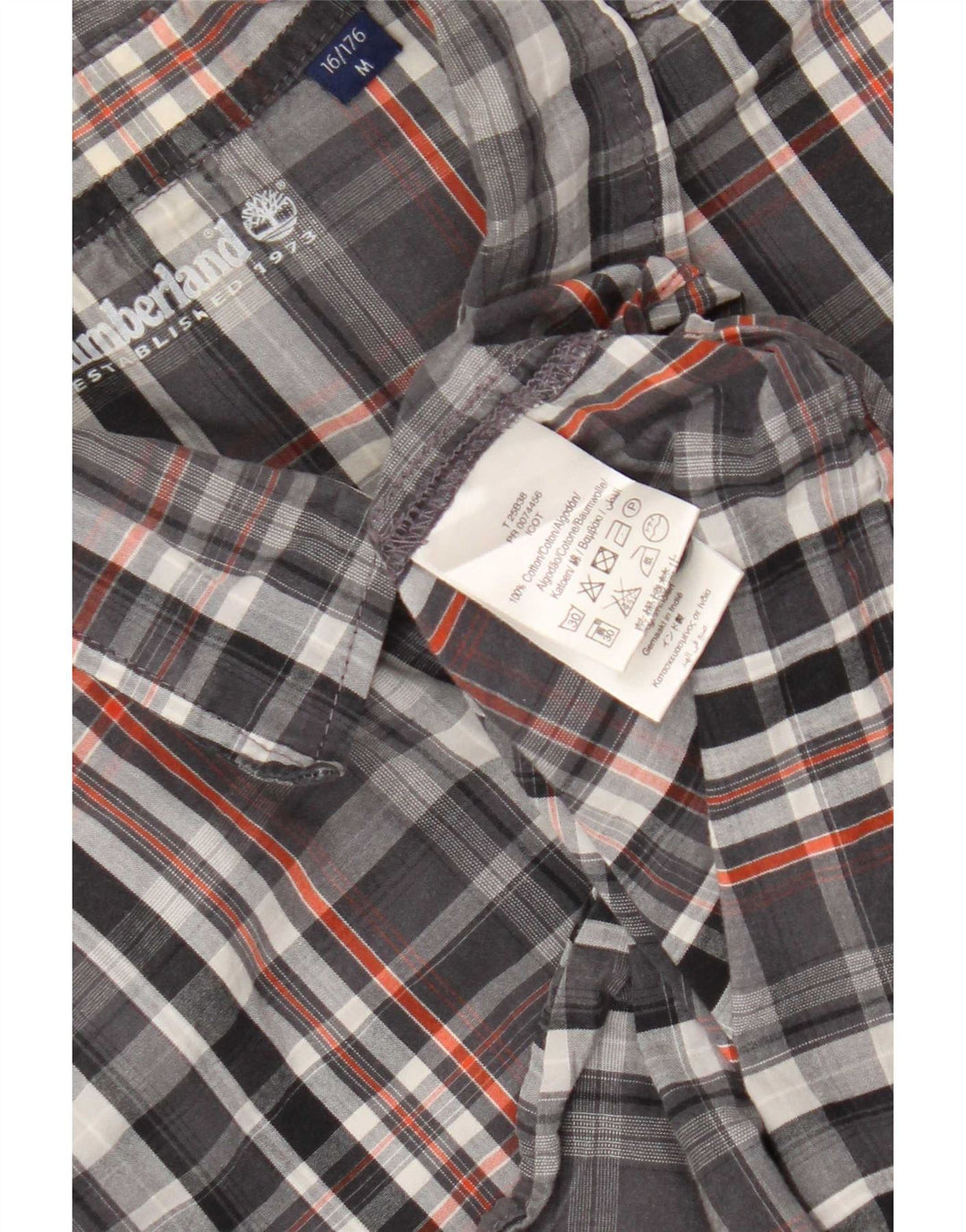 Timberland Chemise en flanelle pour garçon moyen 15-16 ans en coton à carreaux gris