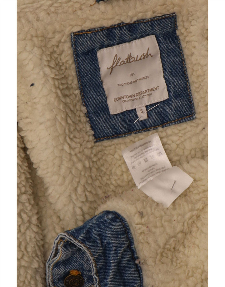 Flatbush Veste en jean Sherpa surdimensionnée pour femme UK 10 Petit Bleu Polyester
